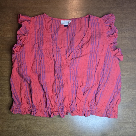 Universal Thread Tops - Universal Thread Red and Purple Ruffled Smocked Blouse